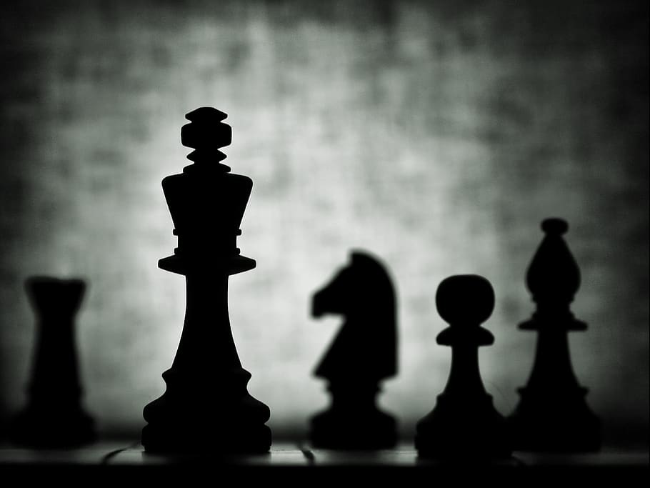 chess, still life, silhouette, checkerboard, king, pawn, game, leisure games, board game, chess piece