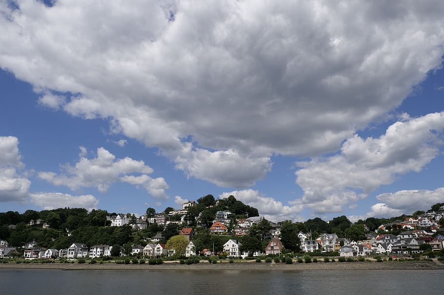 elbe, clouds, hamburg, sky, northern germany, hanseatic city, blankenese, water, elbe beach, river