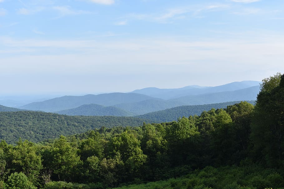 pasar por alto, ver, caminata, cielo, montañas, naturaleza, paisaje, árboles, escénico, Virginia