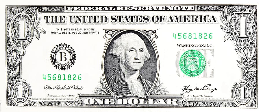 one, american, dollar, bill, background, banking, business, cash, close, closeup