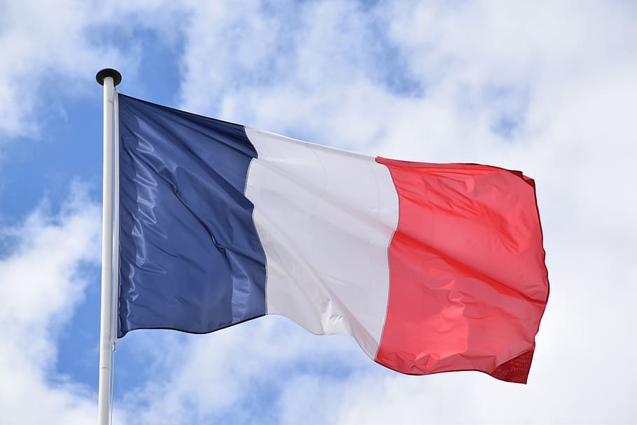 flag, flagg of, france, french, blue, white, red, sky, leng, blow