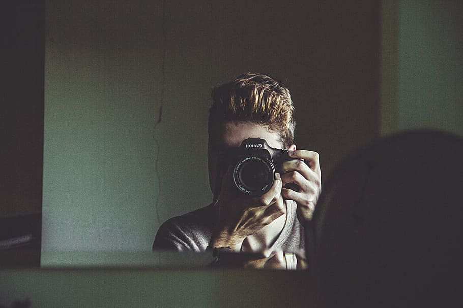 people, man, guy, camera, photographer, photography, mirror, one person, technology, portrait