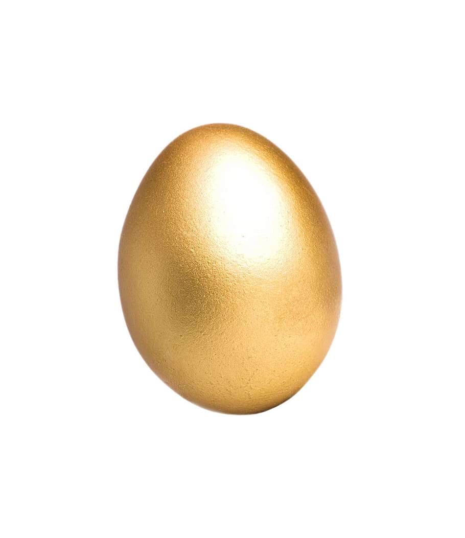 páscoa, ovo, ouro, dourado, isolado, branco, tiro do estúdio, cor de ouro, único objeto, fundo branco