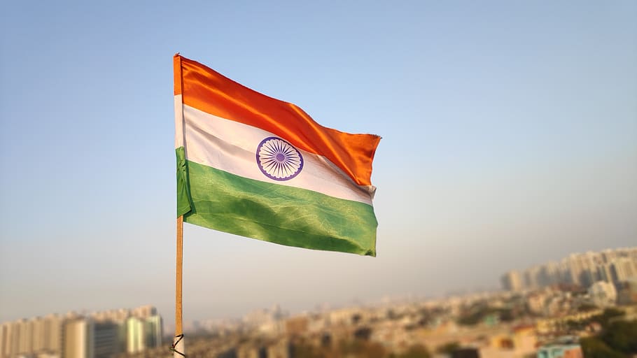 india, bandera india, nacional, indio, bandera, azafrán, tricolor, democracia, país, agosto