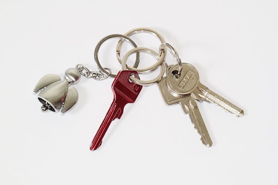 llave, metal, objeto, acero, cerradura, fondo blanco, foto de estudio, seguridad, en el interior, corte