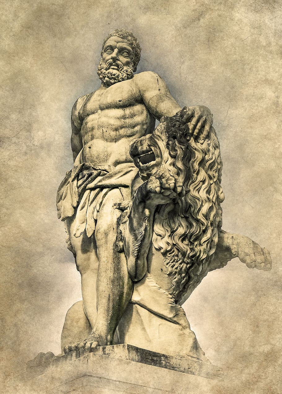 Hércules, escultura, estatua, antiguo, monumento, Europa, historia, vendimia, grunge, nostalgia
