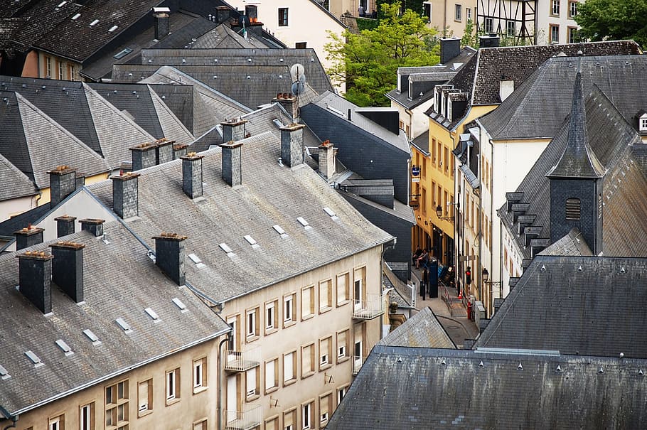 luxemburgo, casas, apartamentos, telhados, edifícios, cidade, urbano, arquitetura, janelas, chaminés