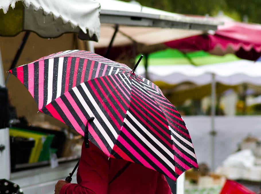 striped rain umbrella