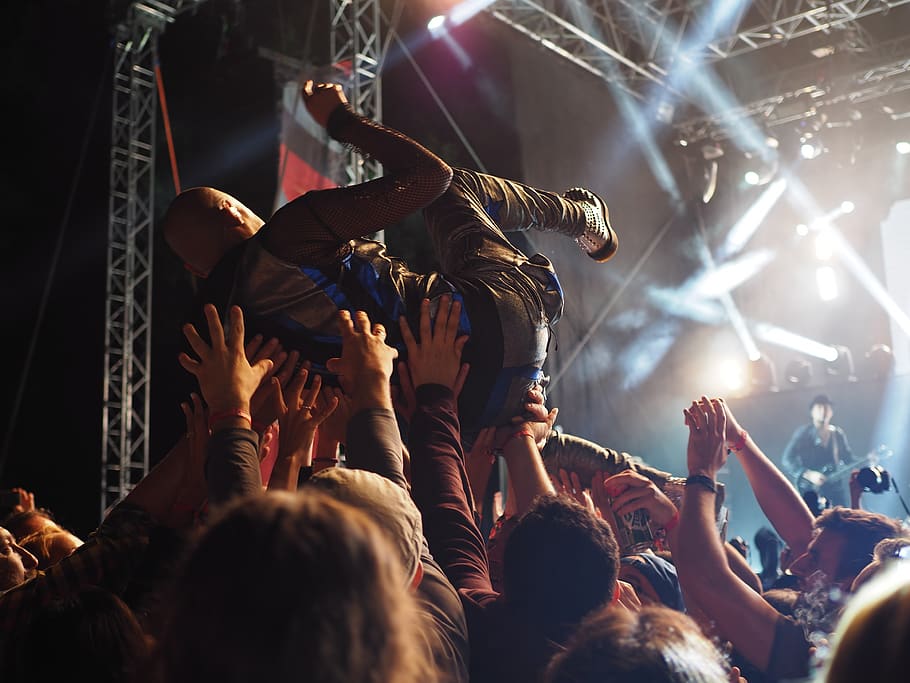 adult, artists, audience, band, celebration, concert, crowd, festival, group, lights