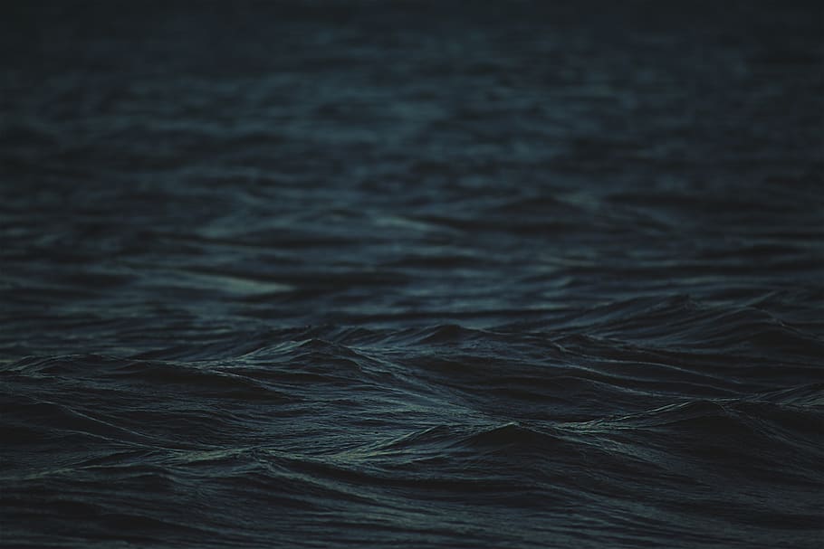 agua, noite, reflexão, azul, escuro, mar, oceano, cenário, fundos, quadro completo
