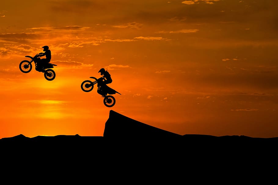 sunset, silhouette, bike, sky, adventure, dirtbike, dirt bike, motorcycle, motorbike, ride