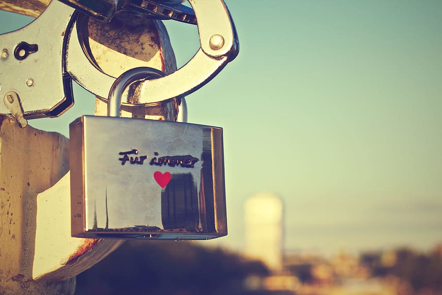 lock, heart, love, text, communication, metal, focus on foreground, sky, hanging, safety