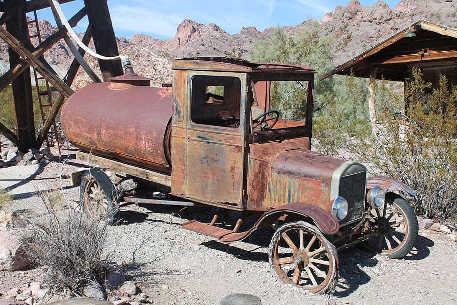 old car, rusty car, usa, nevada, mining, el dorado, nelson, ghost town, obsolete, land vehicle