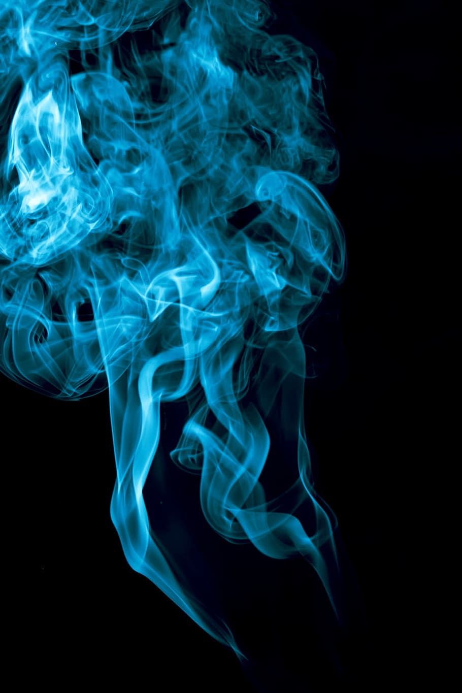 biru, latar belakang, asap, terisolasi, hitam, halus, bentuk, abstrak, gelombang, wangi