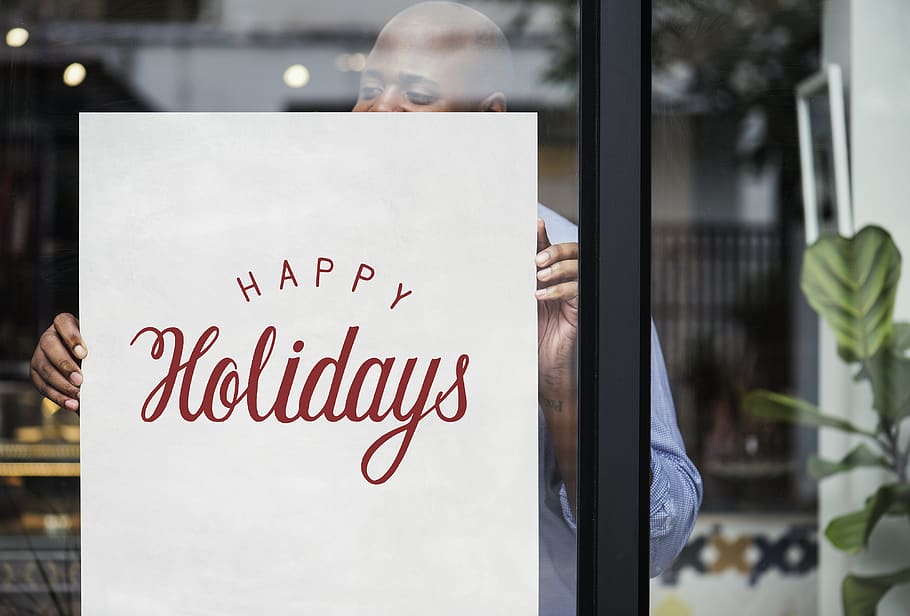 announcement, board, creative, decoration, font, grand opening, happy, holidays, information, mockup