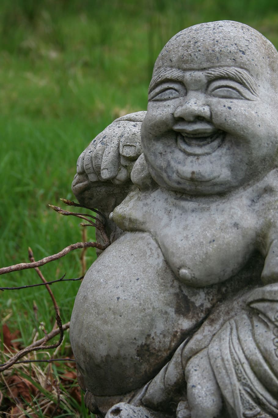 garden, status, laughing, laughing buddha statue, fun, funny, laughter, laugh, sculpture, art and craft