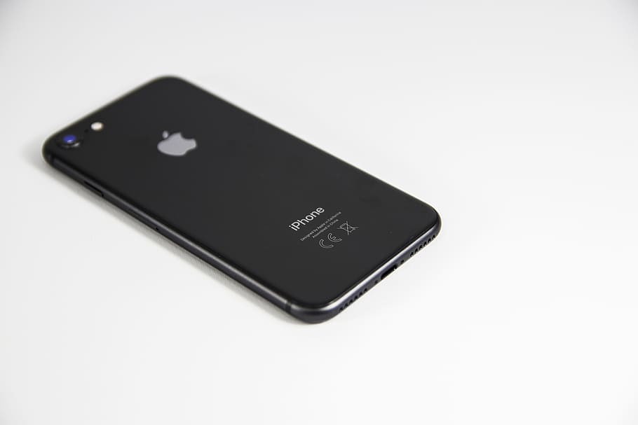 iphone, 8, ios, hitam, ponsel, perangkat, teknologi, minimal, putih, latar belakang