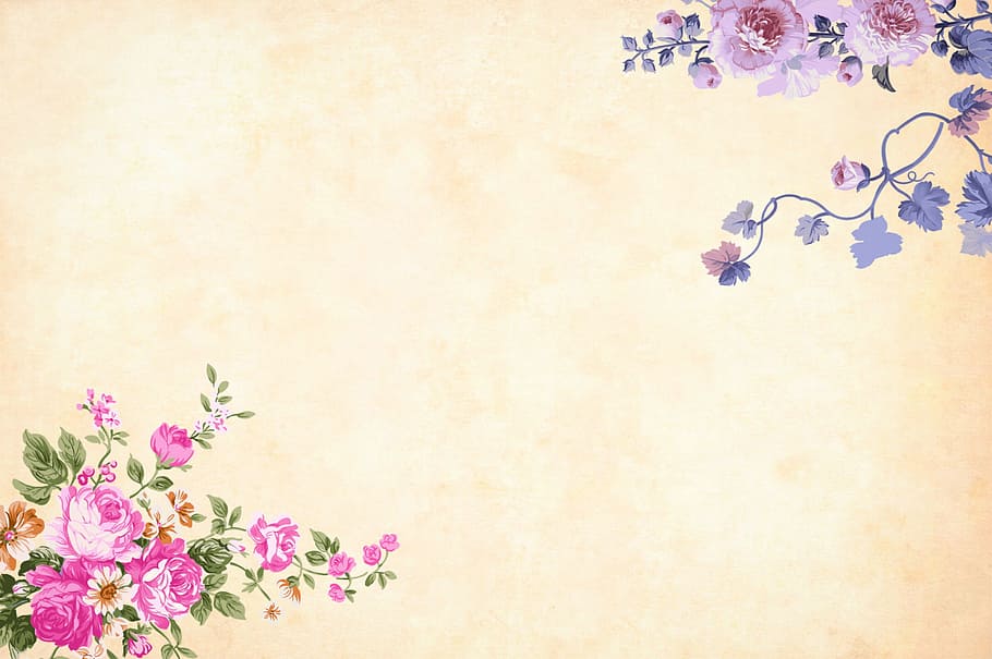 vintage, flower, background, watercolor, floral, border, garden, frame, spring, card