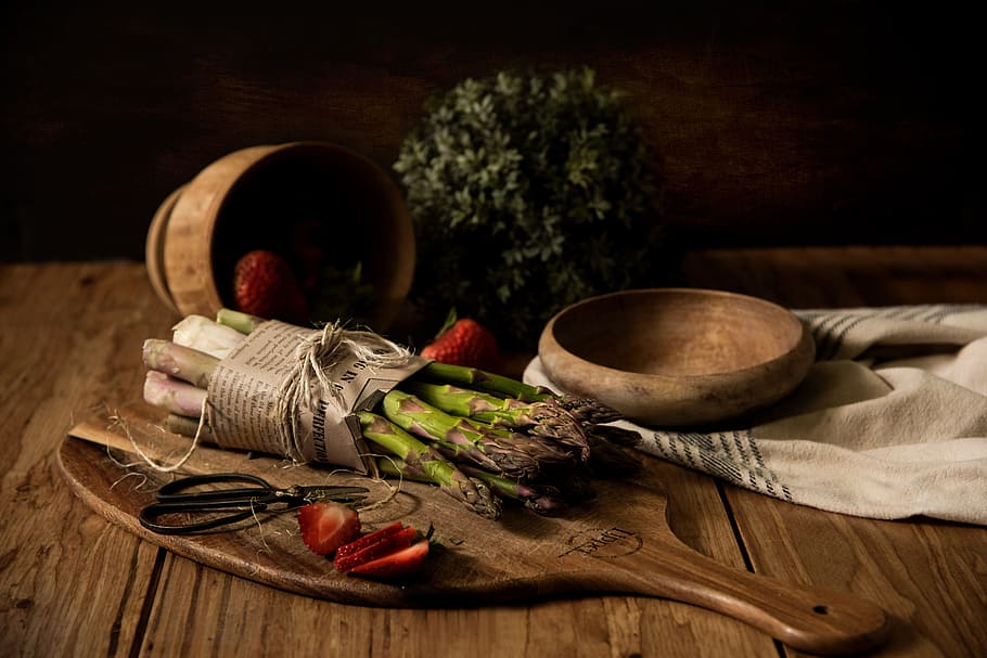 rustic, vegetables, ingredients, food, fresh, wooden spoon, chopping board, table, kitchen, cook