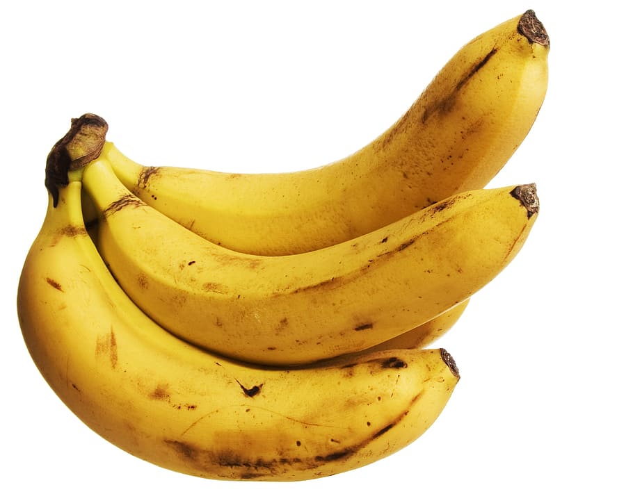 plátanos, plátano, comida, fresco, fruta, saludable, aislado, nadie, blanco, amarillo