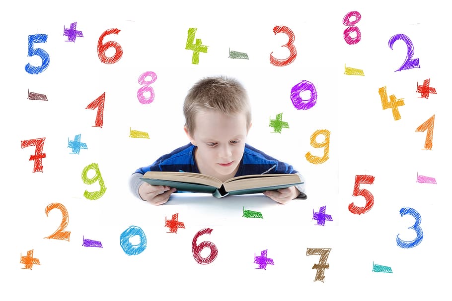 learn, school, nursery school, kindergarten, boy, count, math question, finger, ten, children