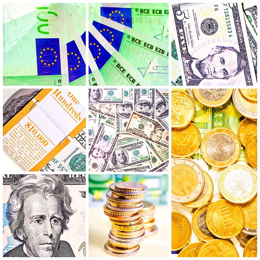 cash, close, close-up, closeup, coin, collage, crisis, currency, dollar, euro