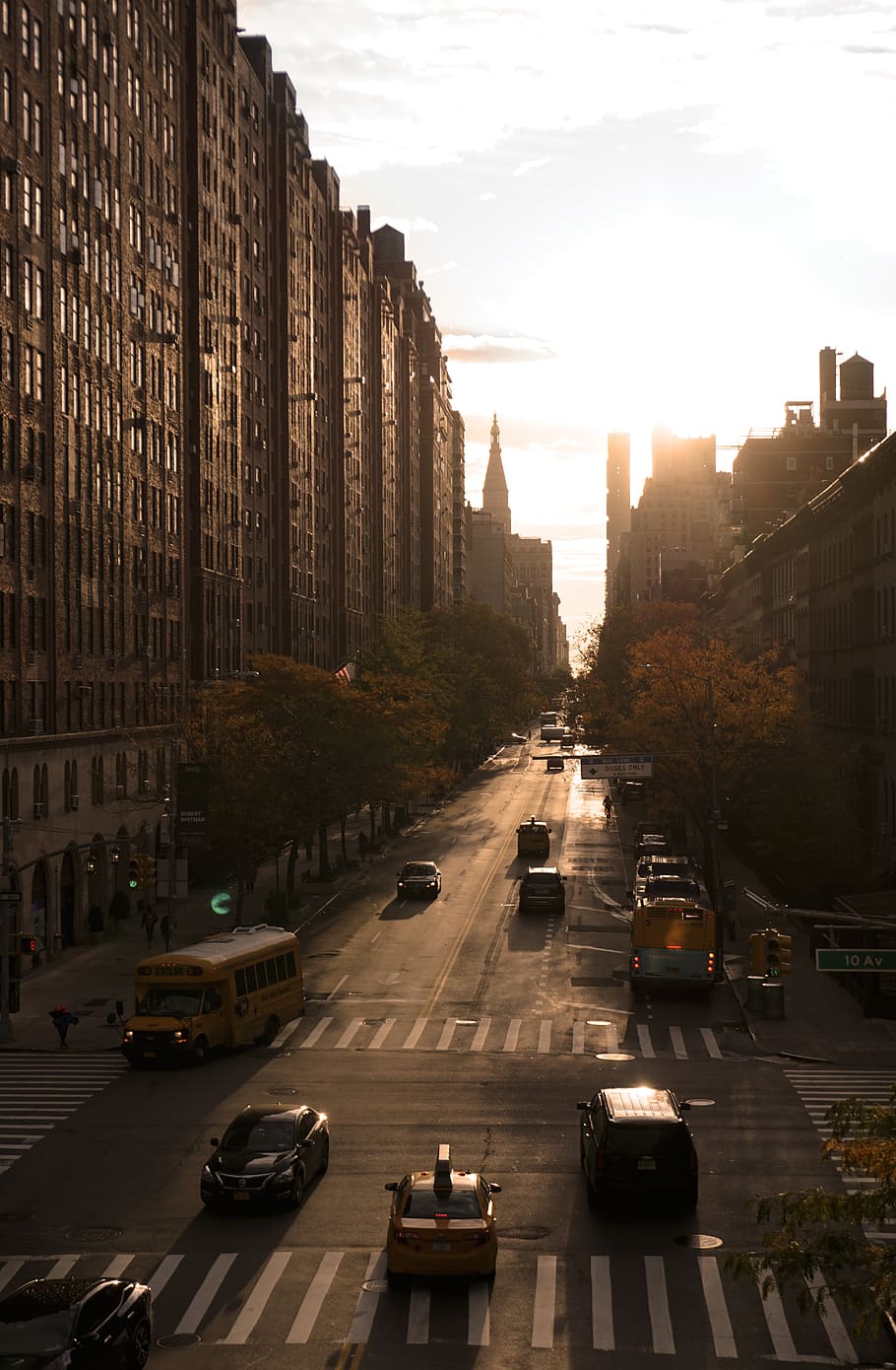 new york, city, manhattan, cityscape, nyc, america, buildings, metropole, street, sunrise