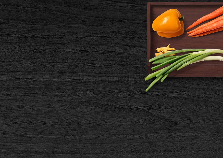 vegetables, table, tray, paprika, carrots, onions, spring onions, corn, eat, bio