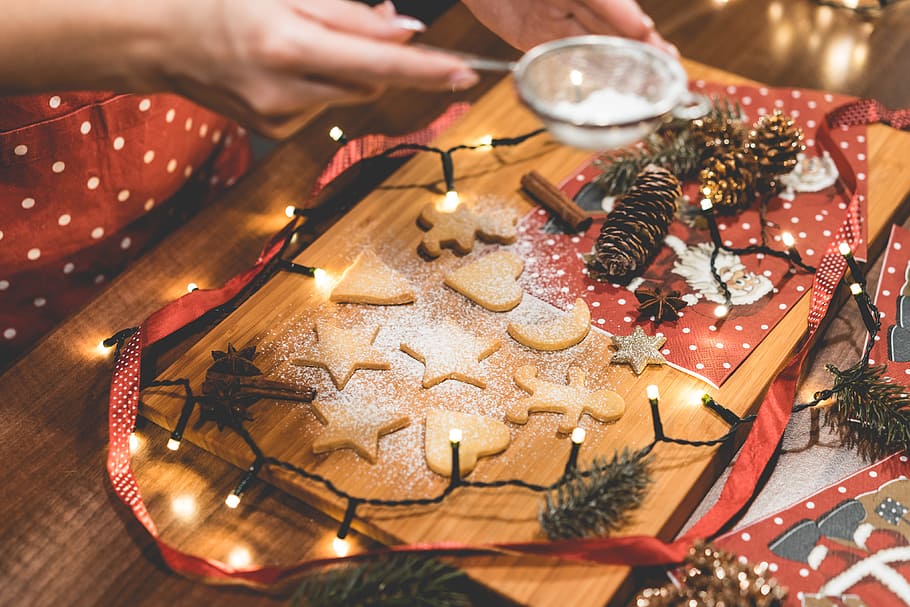 agregar, azúcar, galletas de navidad, hornear, navidad, hornear navidad, bokeh de navidad, decoración navideña, noche de navidad, dulces navideños