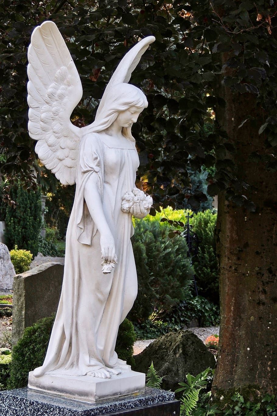 angel, grave of angels, figure, wing, art, spiritual, cemetery, faith, angel figure, white
