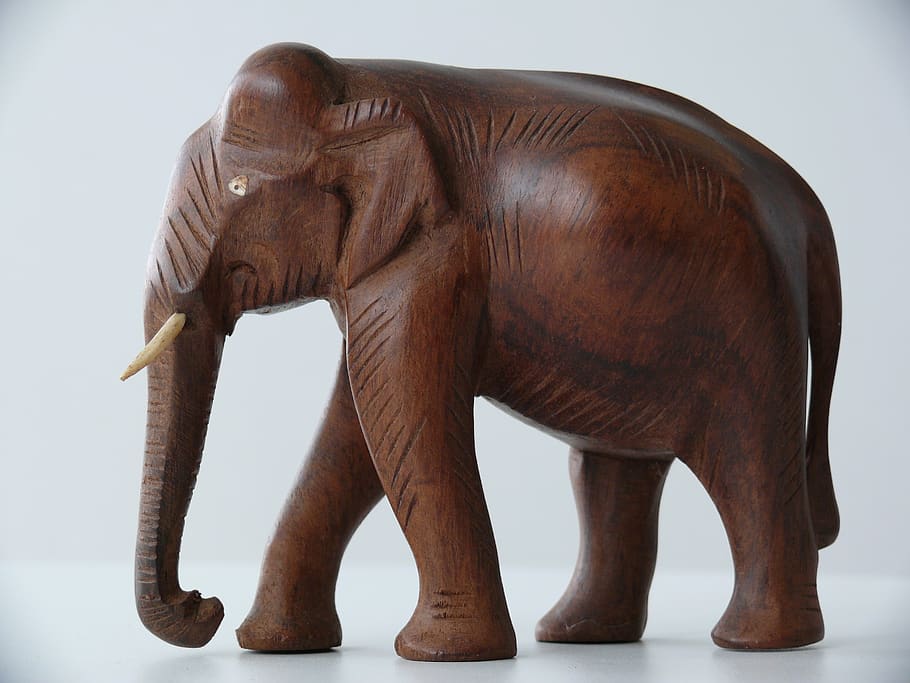 elephant, statue, india, sculpture, hinduism, ganesh, culture, wood, carved, idol