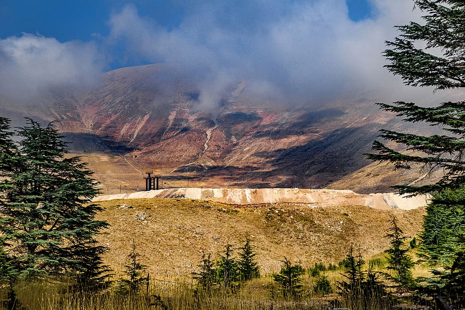 landscape, mountain, summit, summer, arid, cedar, altitude, ski resort, lebanon, environment
