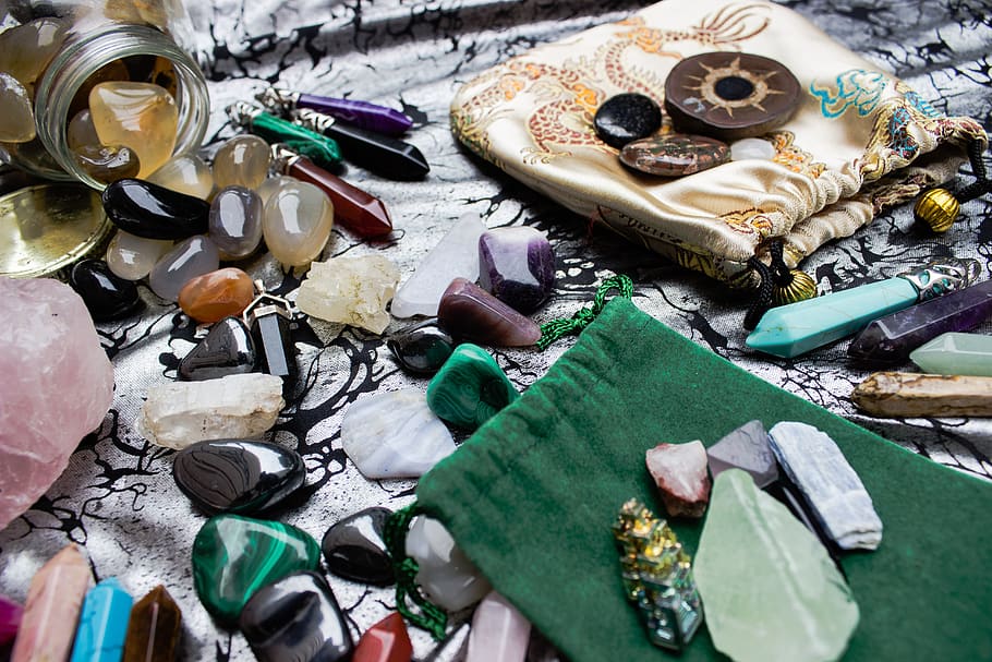 batu permata, kantong, permata, berharga, harta, kristal, batu, perhiasan, kuarsa, mineral