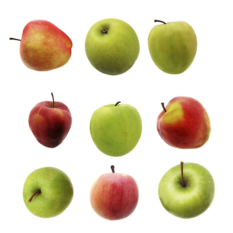 fruta, aislado, variedades, verde, rojo, dieta, manzana, manzanas, fresco, alimentos