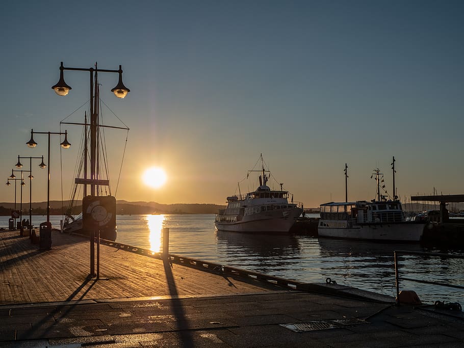 Noruega, Oslo, diciembre, paisaje, embarcación náutica, transporte, agua, cielo, modo de transporte, puesta de sol