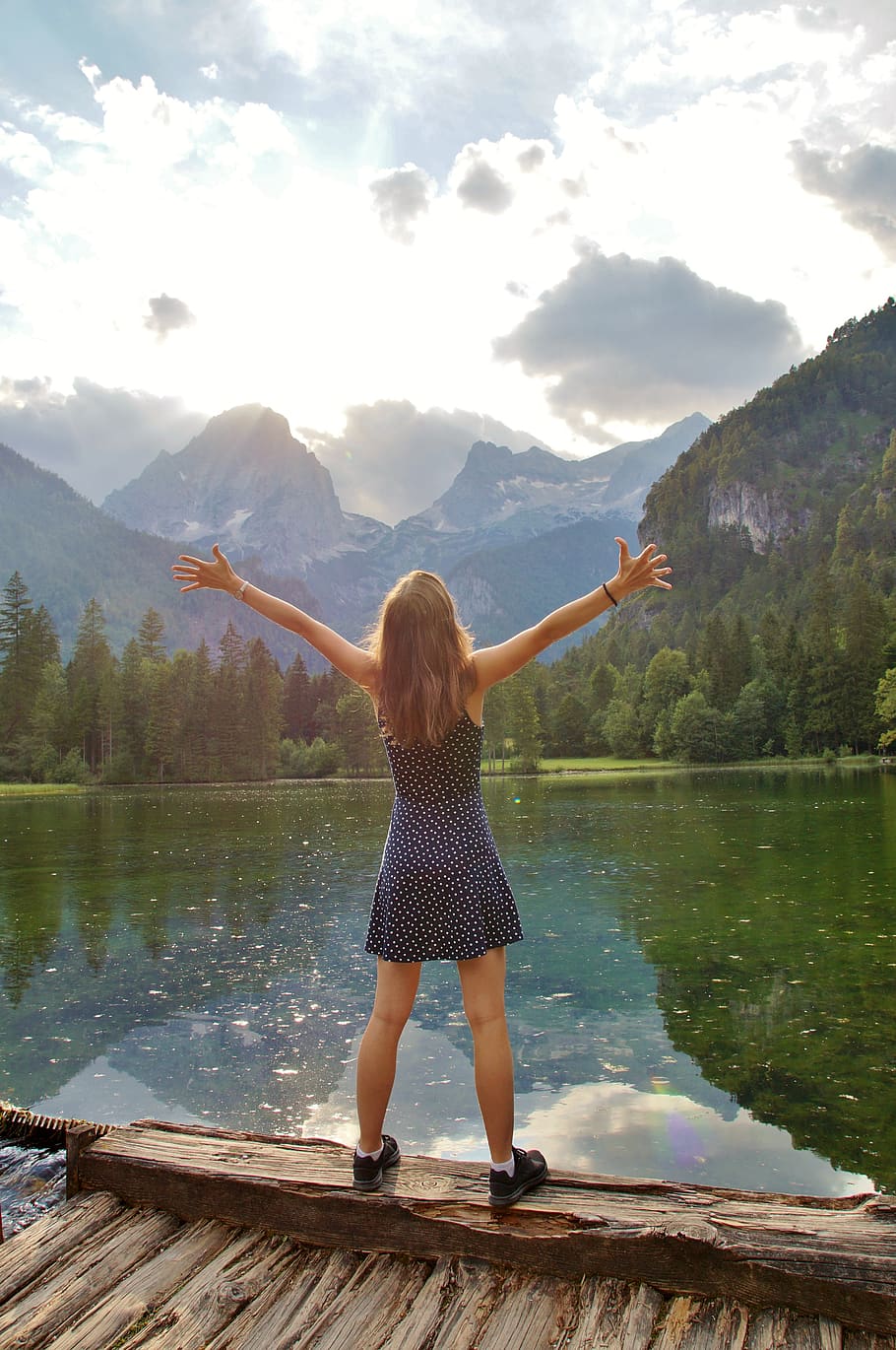 girl, young, woman, summer, beauty, mountains, alps, happiness, pleasure, breathe