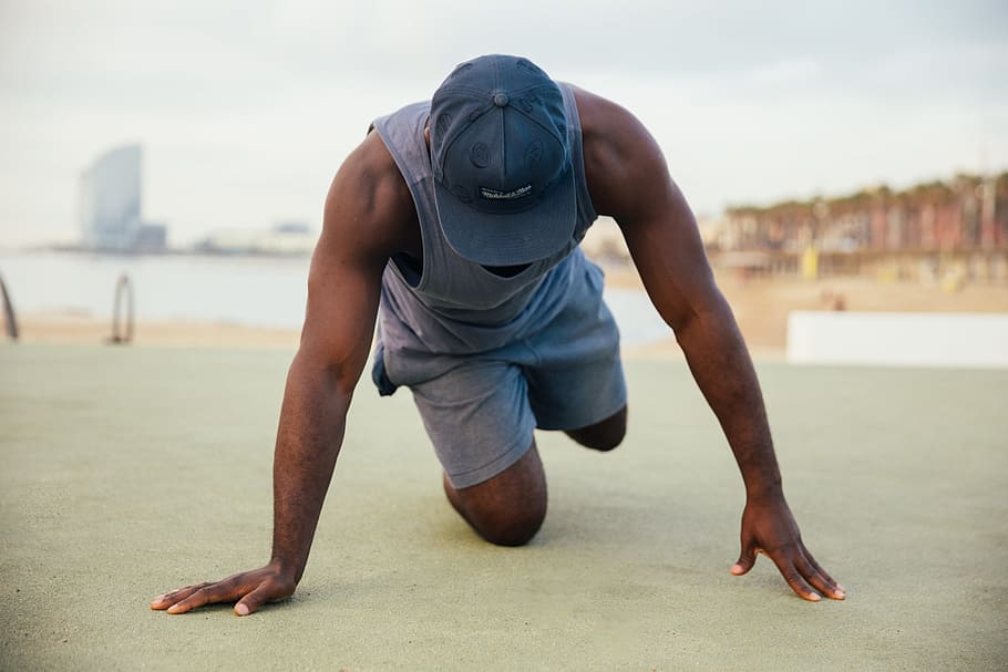 young, african man, wearing, causals, stretching, 25-30 year old, Adult, African, Fit, One Person