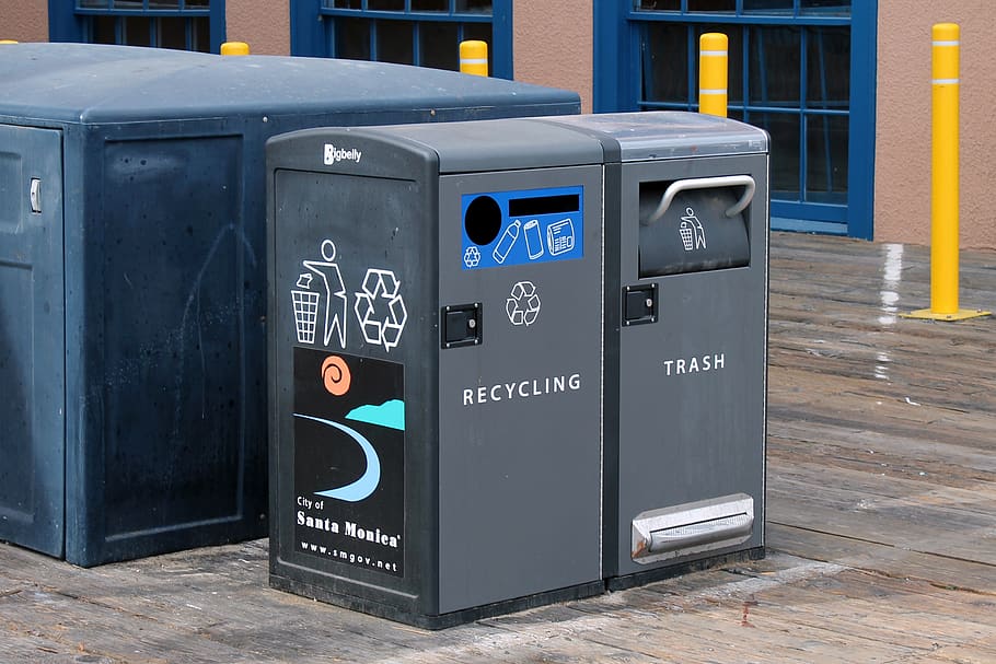 trash, container, recycling, waste, garbage, recycle, santa monica, california, transportation, architecture