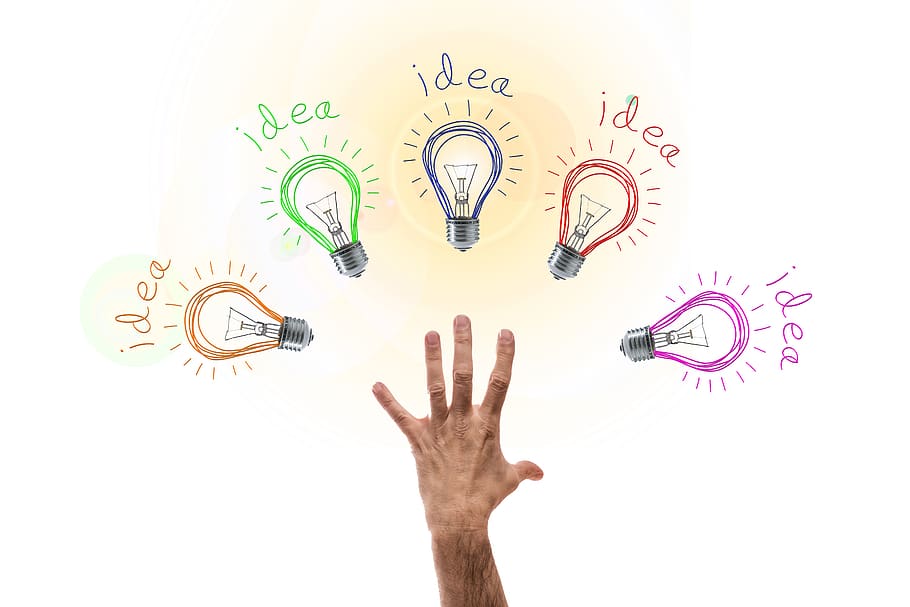 light bulb, idea, think, education, learn, knowledge, information, training, hand, stretch out