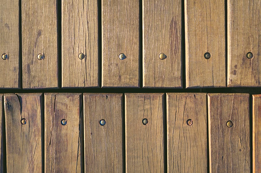 kayu, panel, baut, coklat, lantai, tekstur, latar belakang, permukaan, kayu - bahan, bingkai penuh