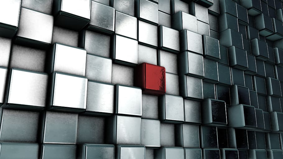 fondo, cubo, metal, 3d, cubos, metálico, resumen, rojo, patrón, estructura construida