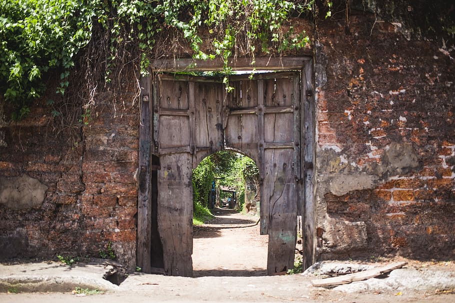 porta resistida, entrada, buliding, ruína, antiguidade, arquitetura, construção, fachada, gateway, velho