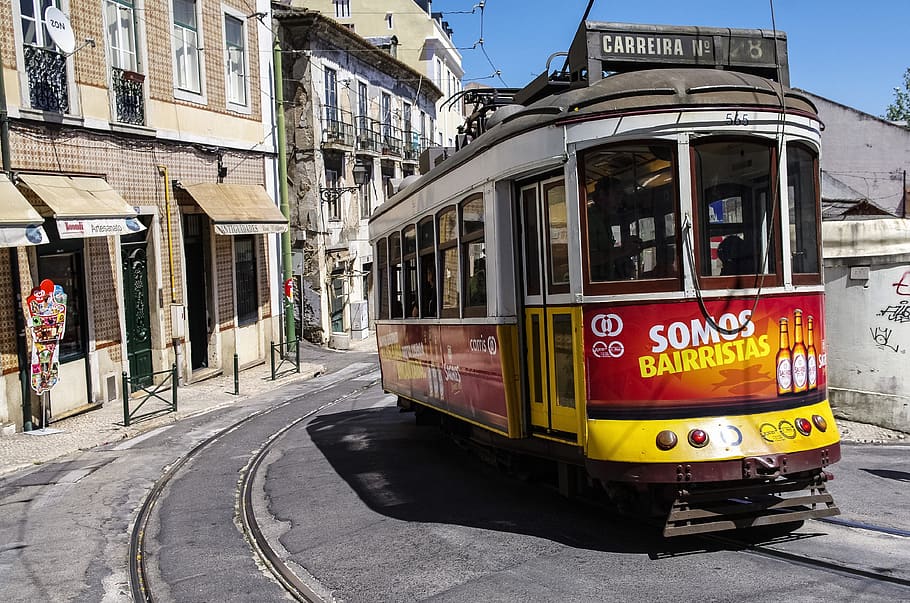 transport, lisbon, alfama, portugal, travel, city, tram, old, tourism, architecture