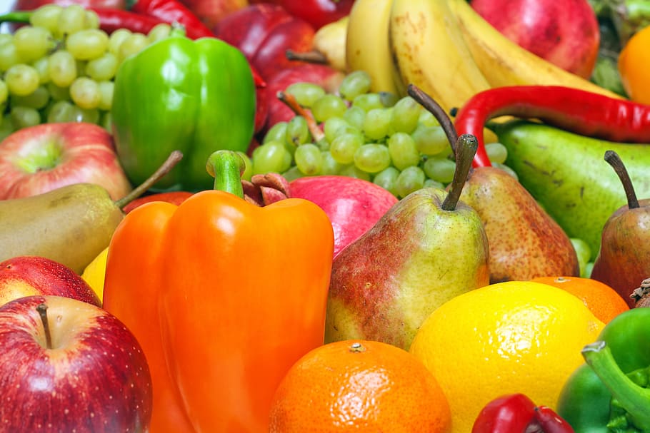frutas, vegetales, fondo, colorido, delicioso, comer, alimentos, fresco, saludable, naranja