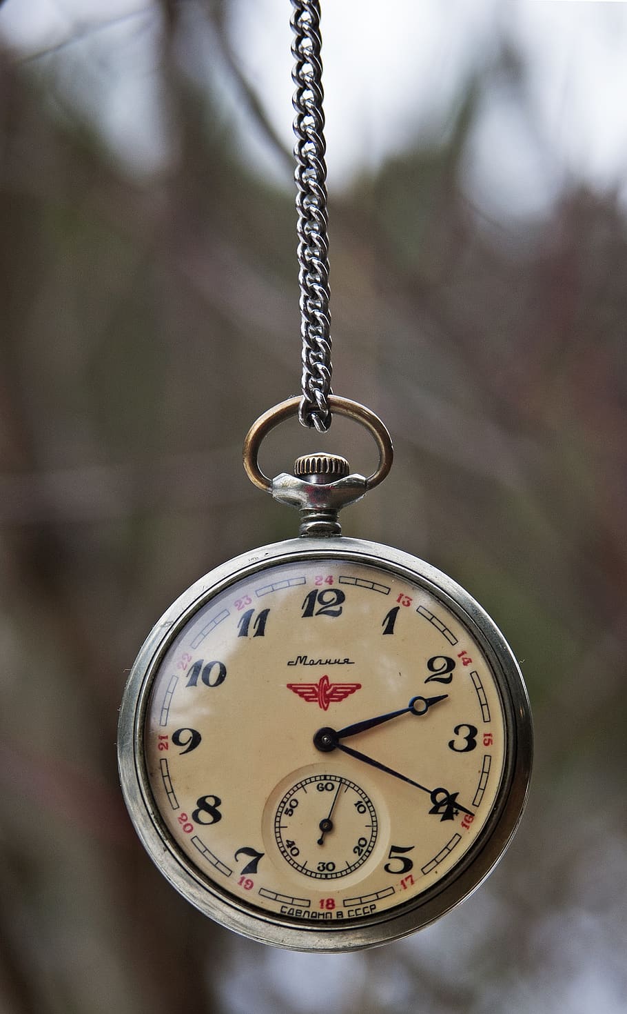 vintage, relógio de bolso, russo, soviético, molinja, relógio fob, feito em cccp, cccp, tempo, velho