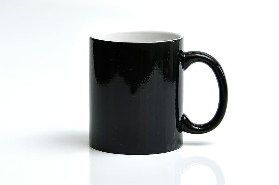 drink, porcelain, liquid, mug, thirst, cup ears, glazed, black mug, cup, food and drink