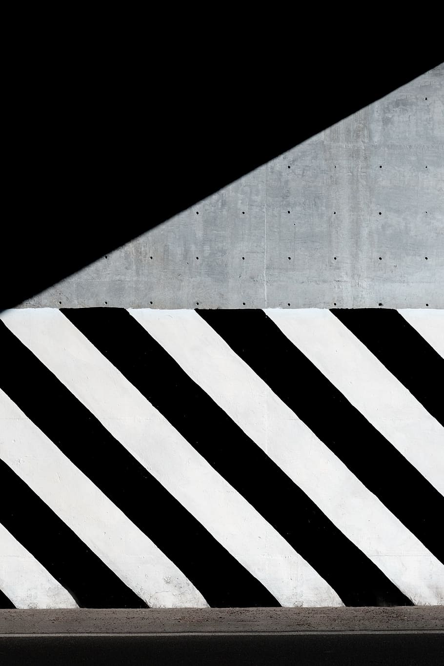 negro, blanco, concreto, pintura, sombra, pared, ciudad, urbano, carretera, rayado
