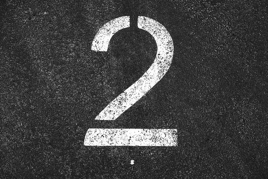 two, 2, number two, number, numeral, digit, symbol, white number two, tarmac, parking lot