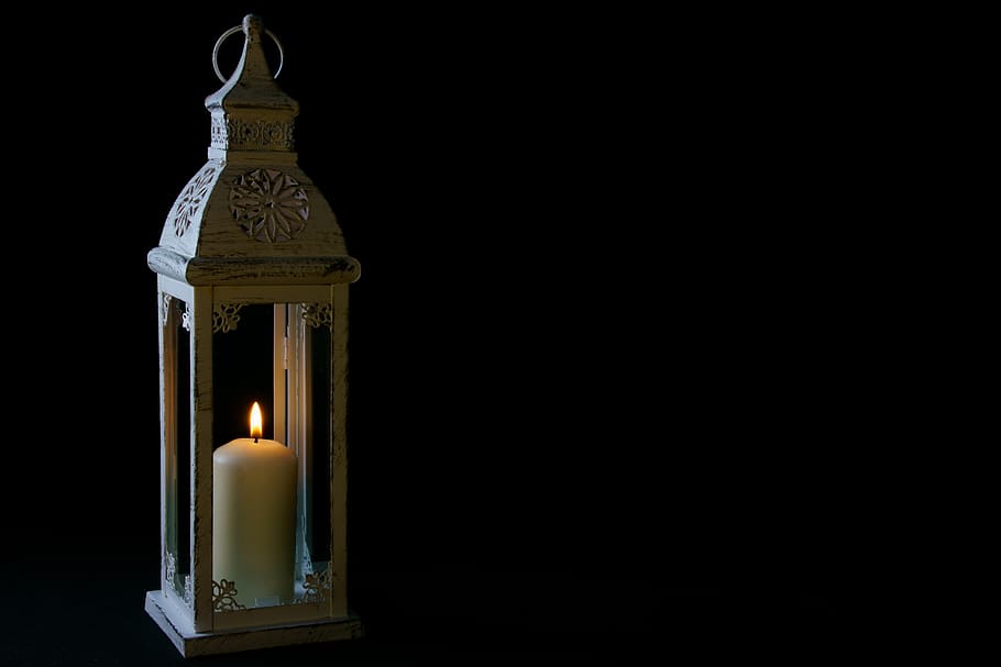 candle, replacement lamp, lantern, light, the flame, old, black, burning, flame, fire