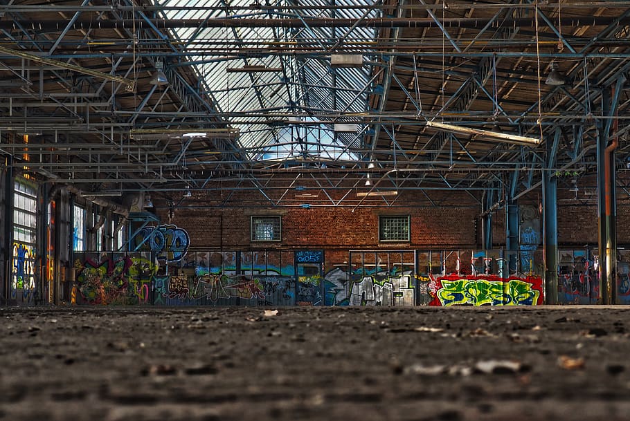 lugares perdidos, salão, abandonado, fábrica, humor, velho, construção, ruína, atmosfera, caducado